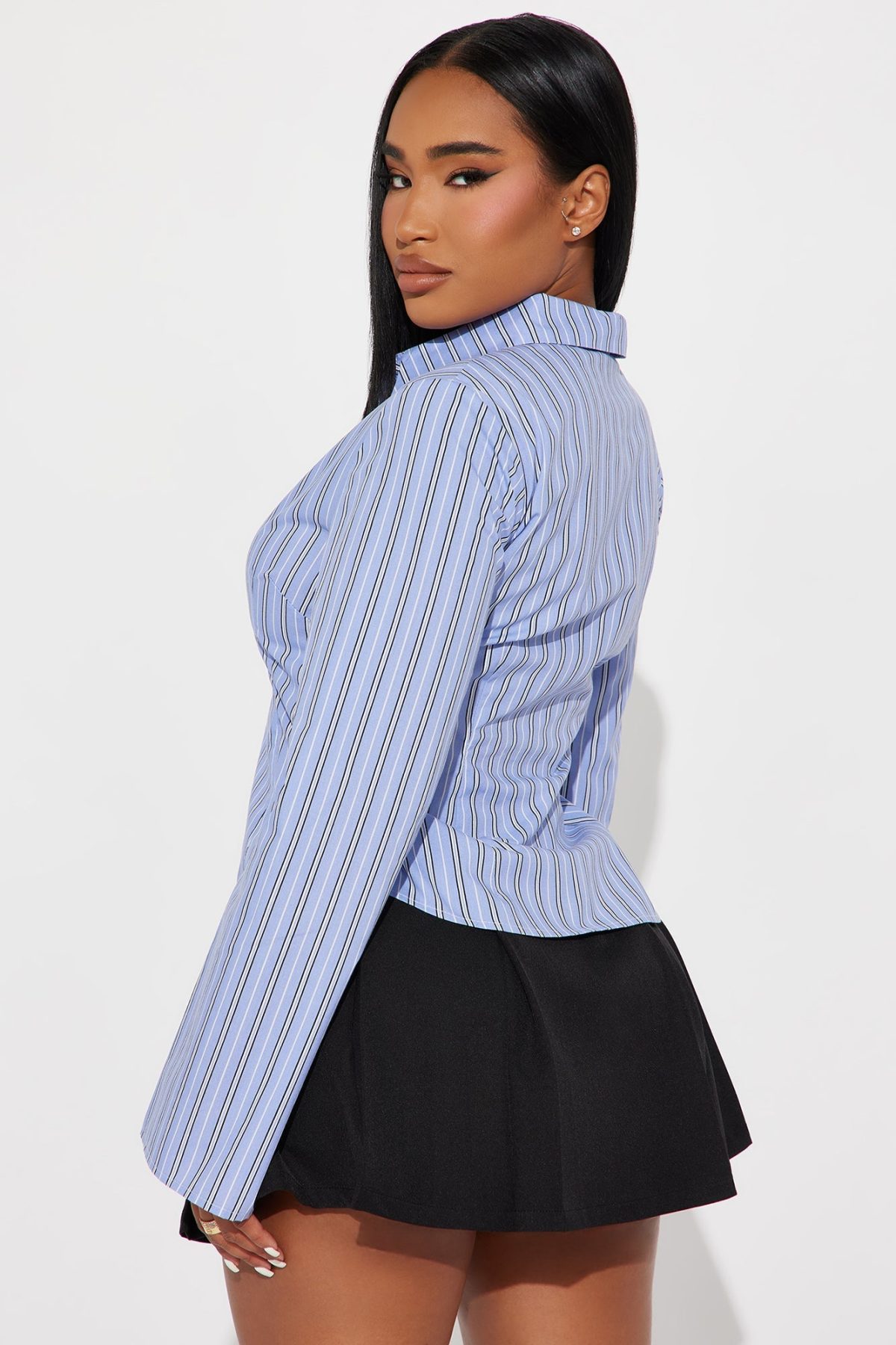 Morgan Striped Poplin Shirt - Blue/combo