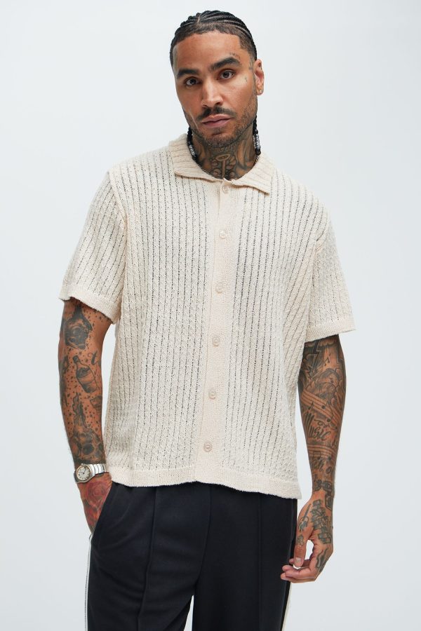 Perez Stripe Knit Shirt - Cream