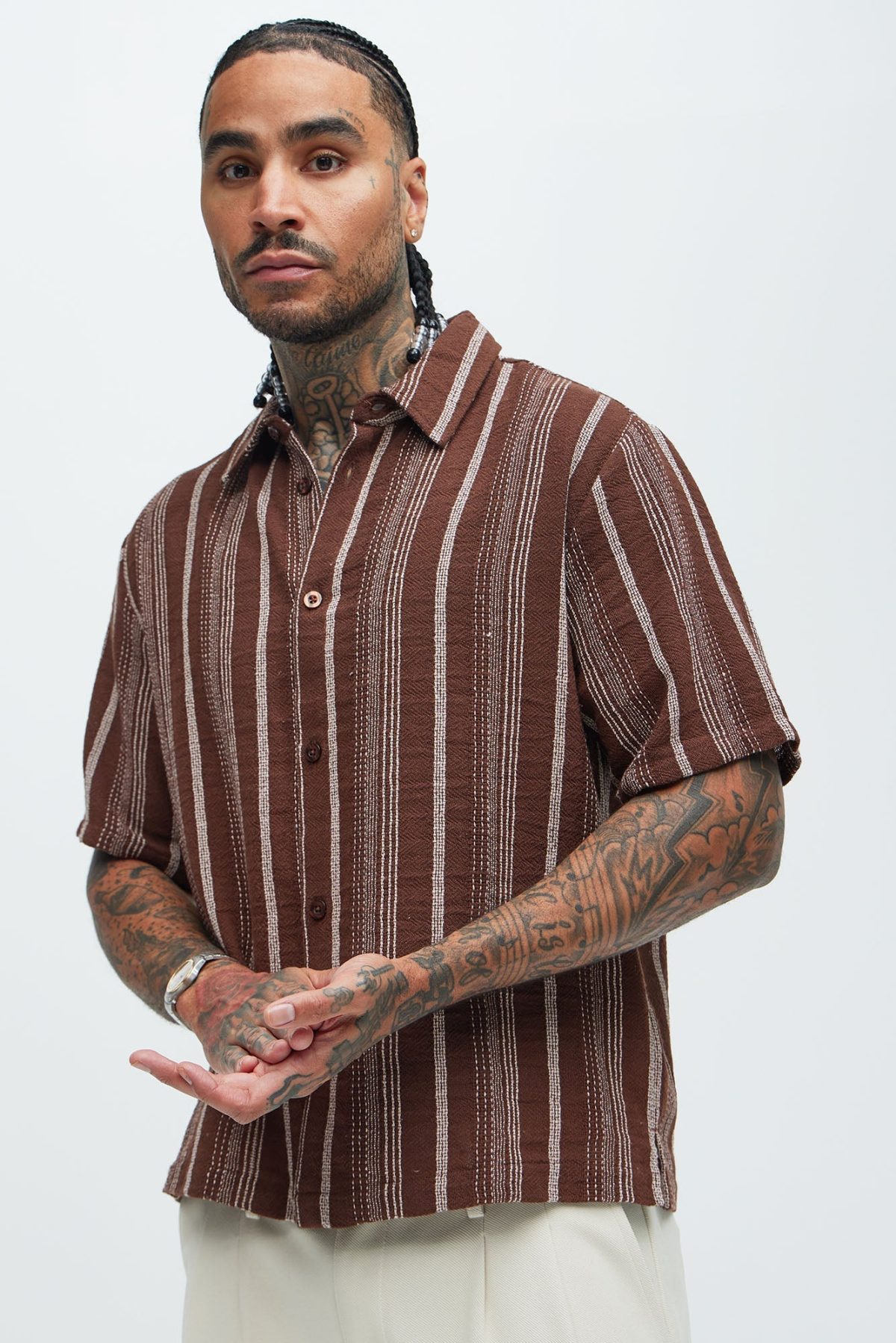 Stuart Stripe Shirt - Brown