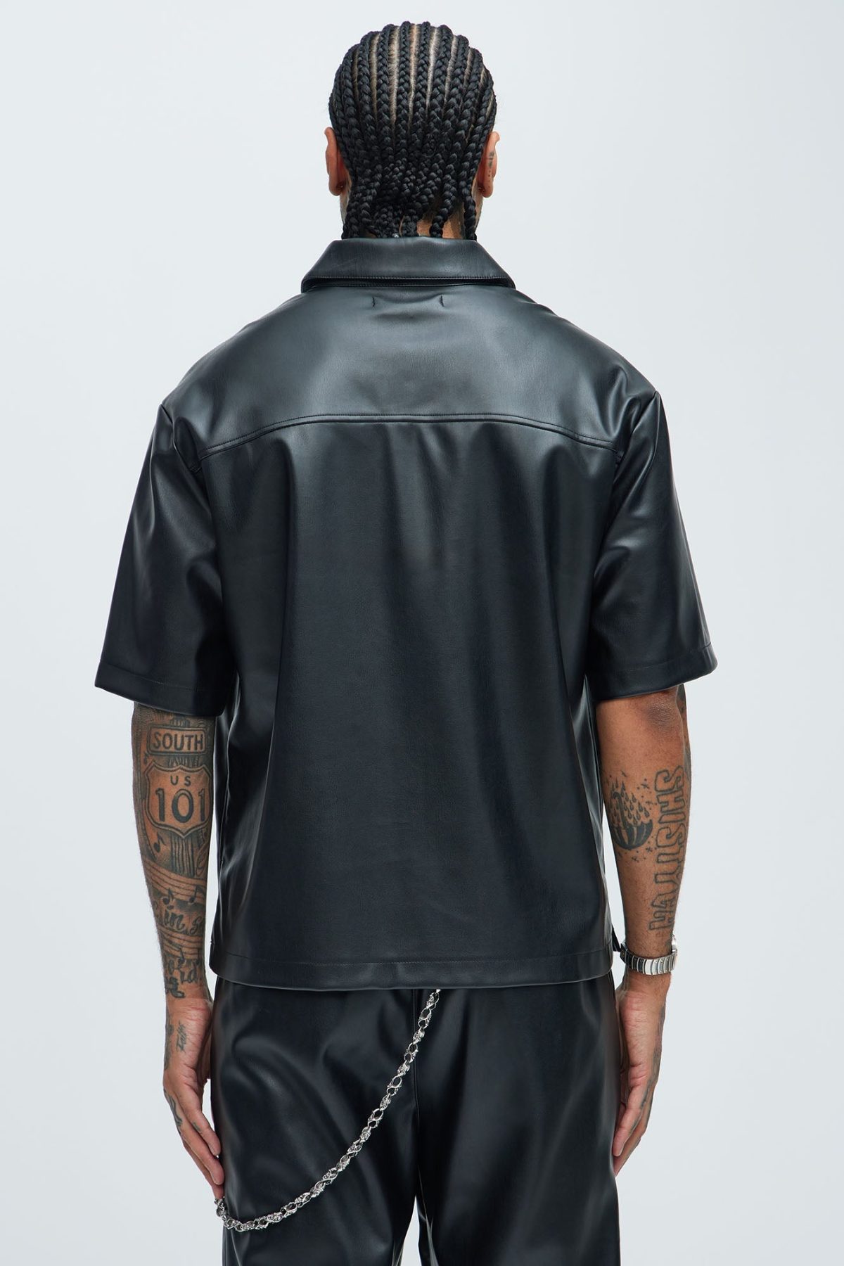 Vesta Faux Leather Shirt - Black