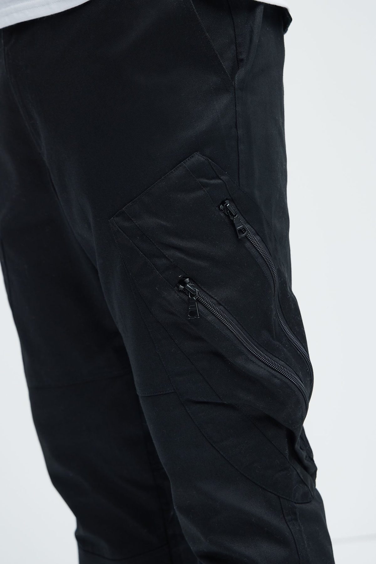 Racer Panel Stacked Slim Flare Pants - Black