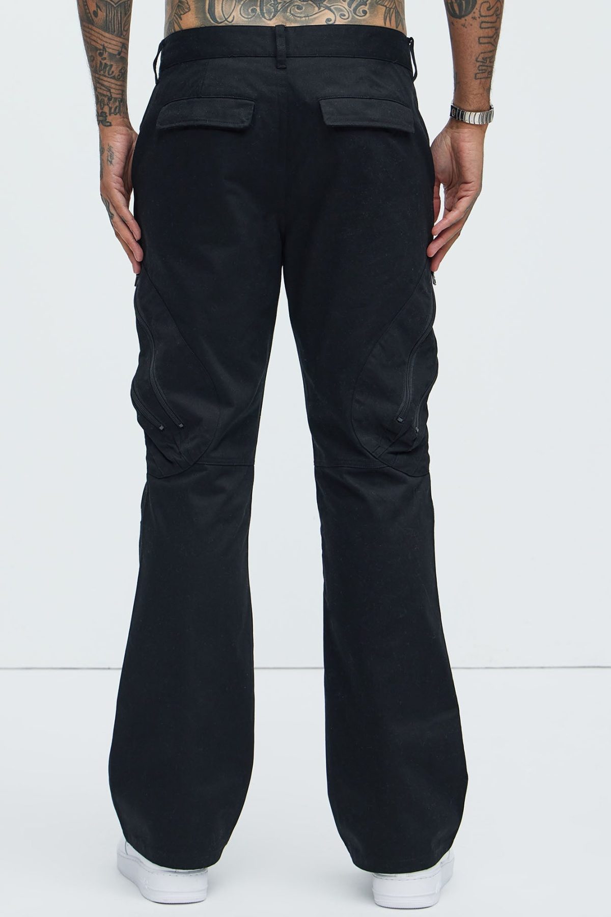 Racer Panel Stacked Slim Flare Pants - Black