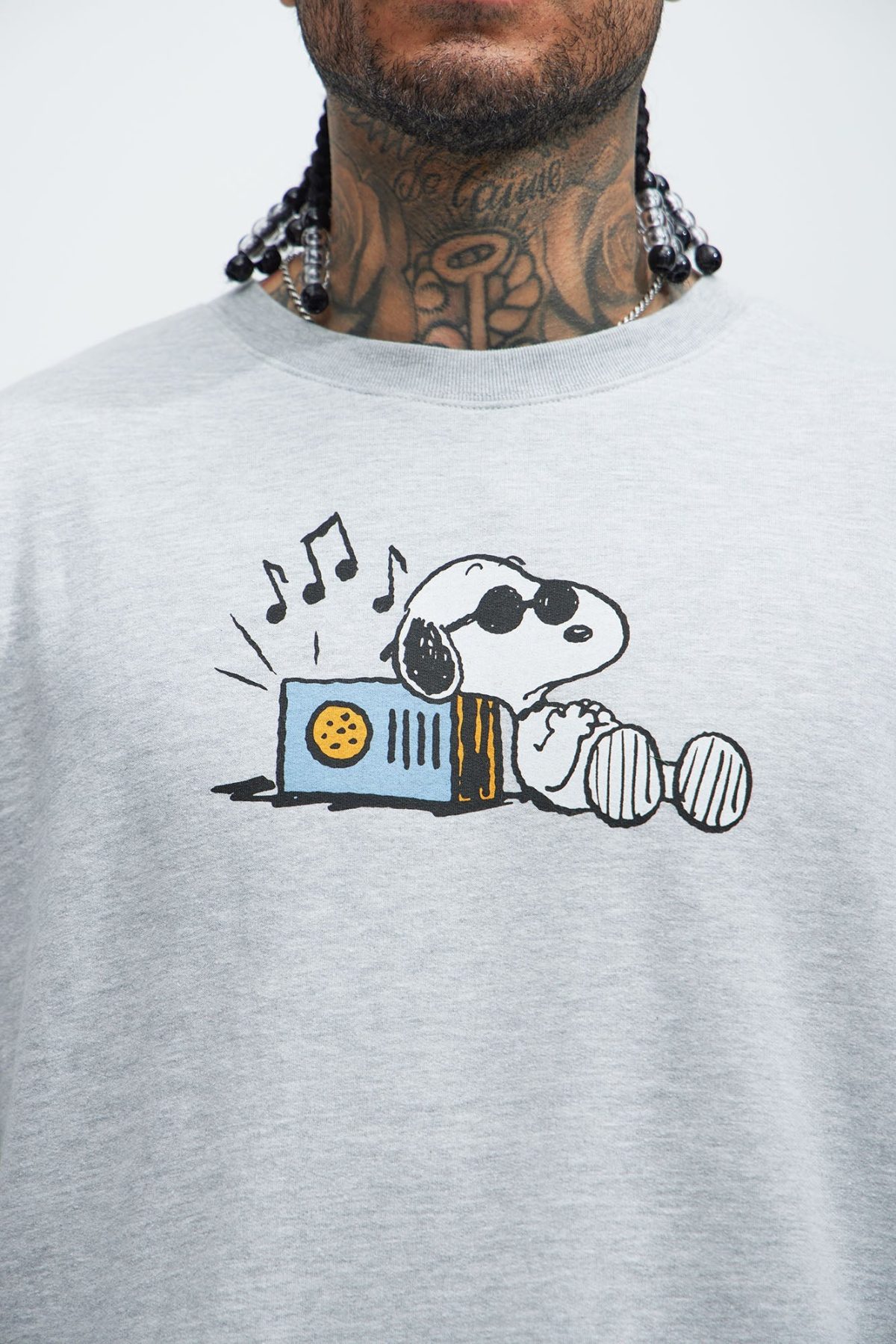 Peanuts Snoopy Records Crewneck Sweater - Heather Grey