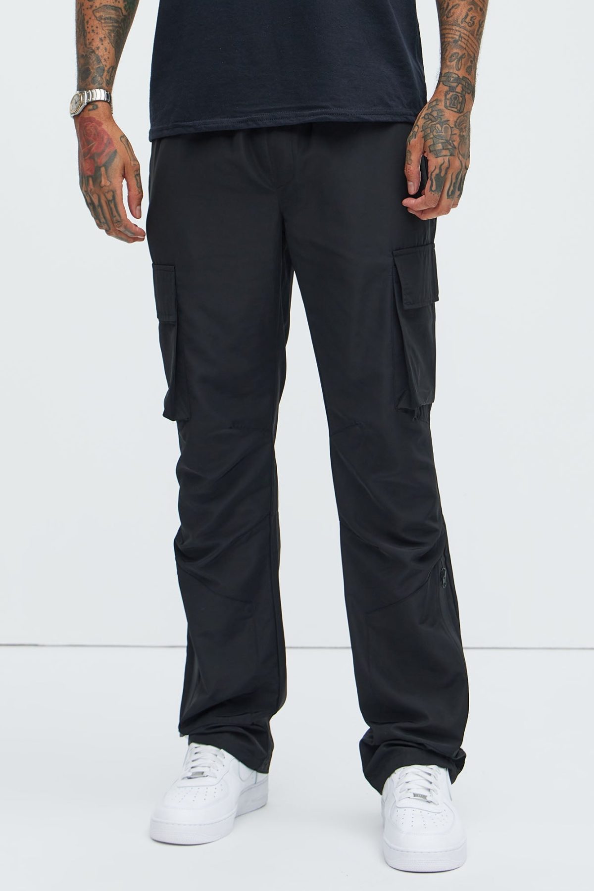 Take Me On Cargo Nylon Pants - Black