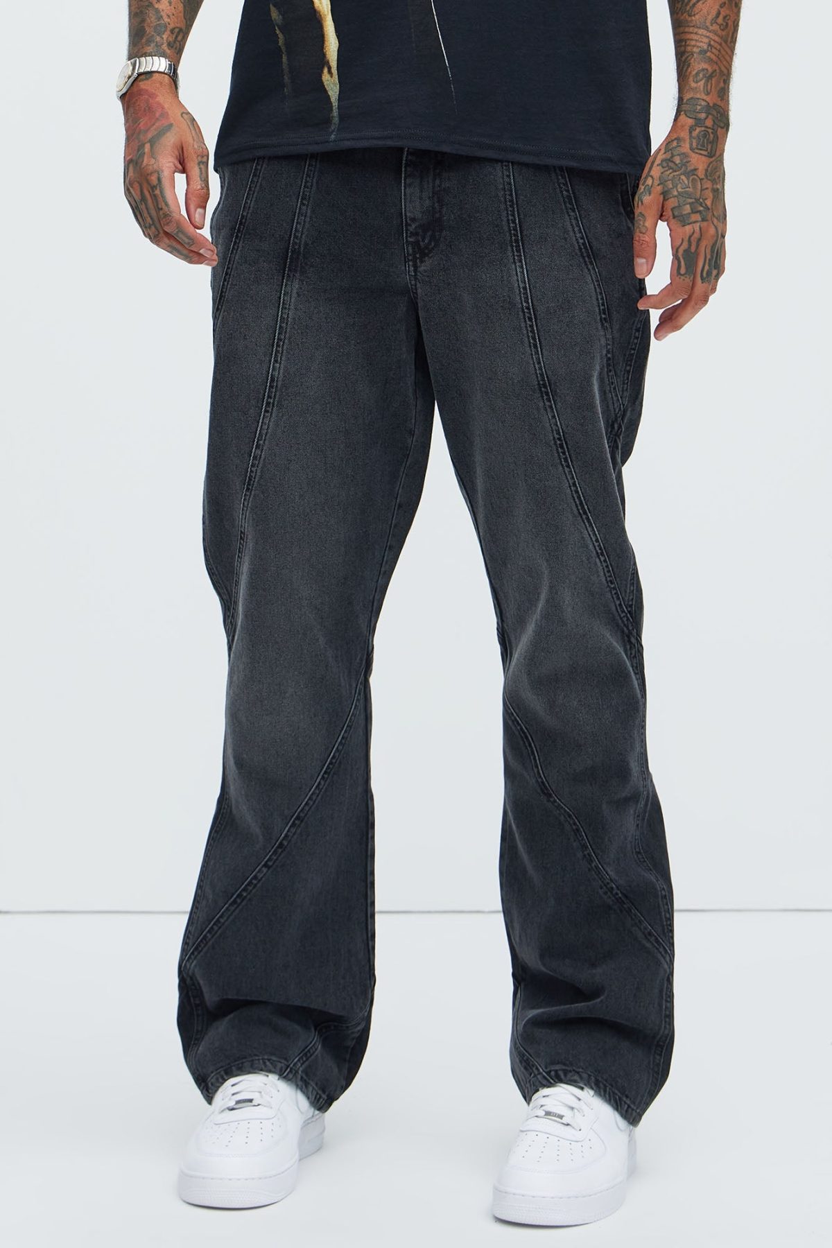 Reese Stacked Slim Flare Jeans - Black Wash