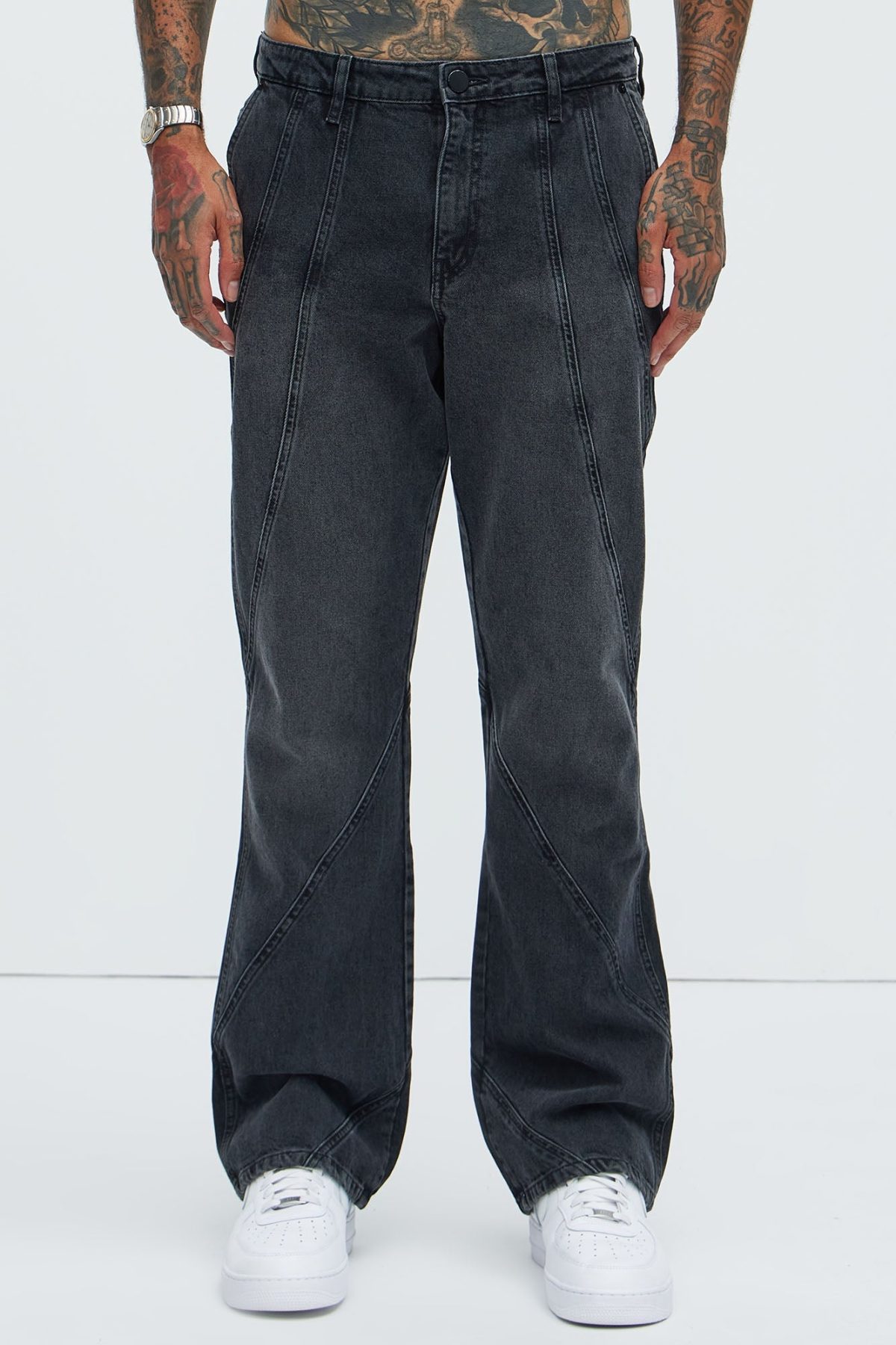 Reese Stacked Slim Flare Jeans - Black Wash