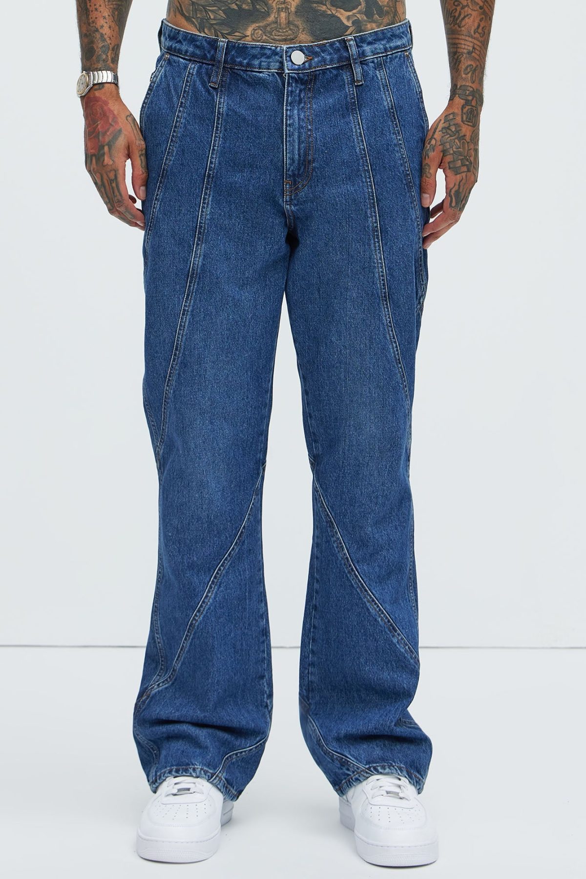 Reese Stacked Slim Flare Jeans - Medium Blue Wash