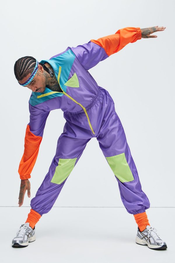 Awesome 80's Track Suit Costume - Purple/combo