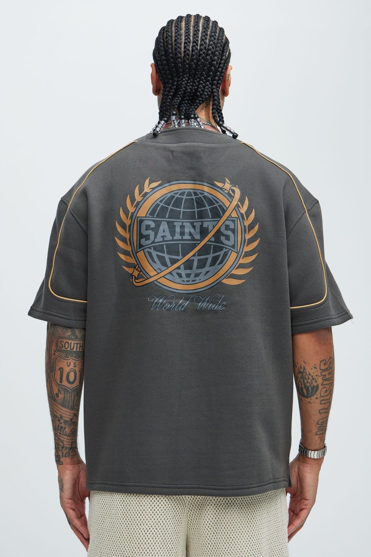 Saint Worldwide Short Sleeve Henley - Black