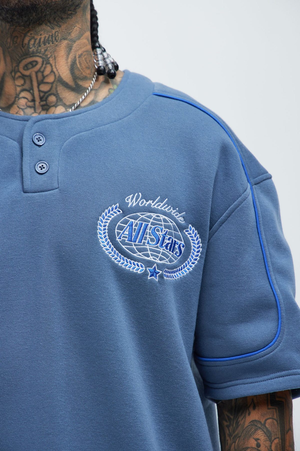 Worldwide All Stars Short Sleeve Henley - Navy