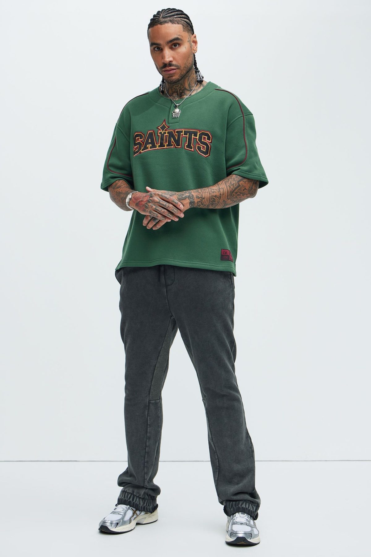 Saint Worldwide Short Sleeve Henley - Green