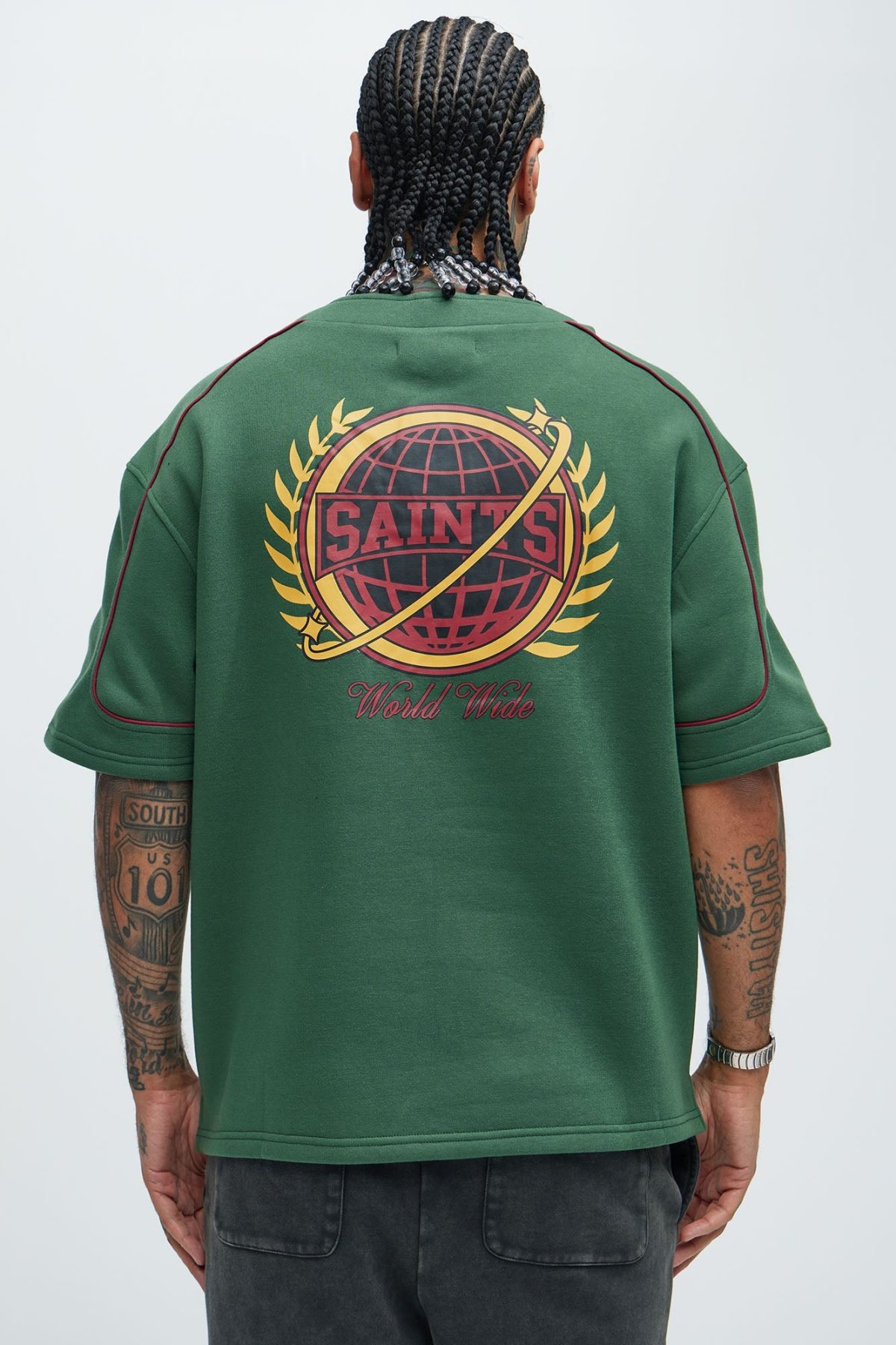 Saint Worldwide Short Sleeve Henley - Green