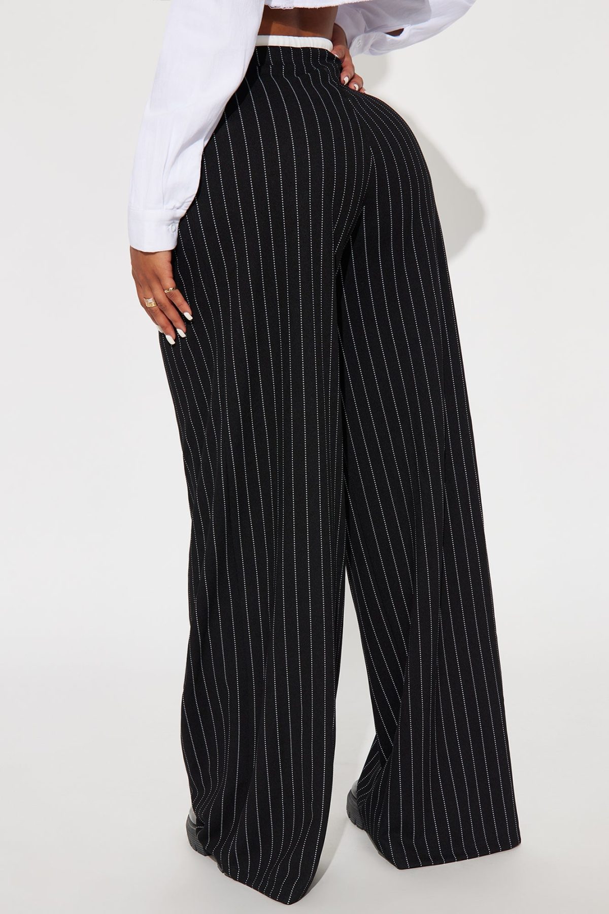 Klarisa Double Waistband Pinstripe Trouser - Black/White