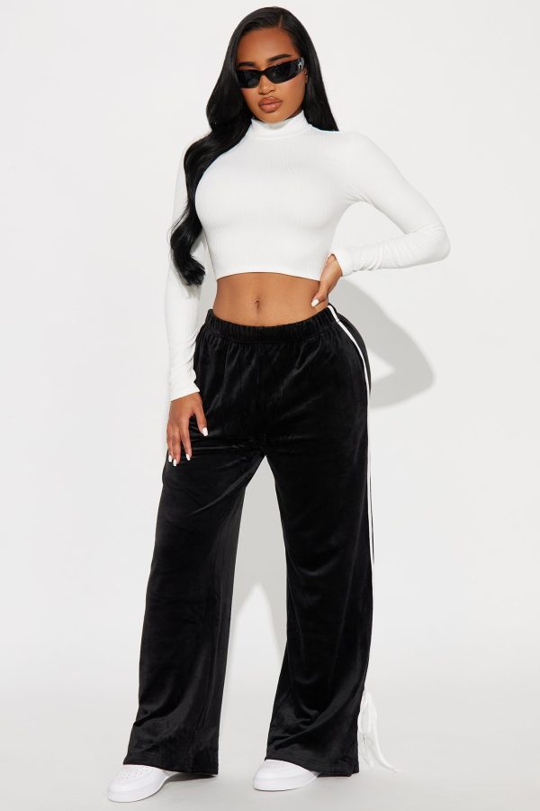 She's A Softie Velour Track Pant - Black/White