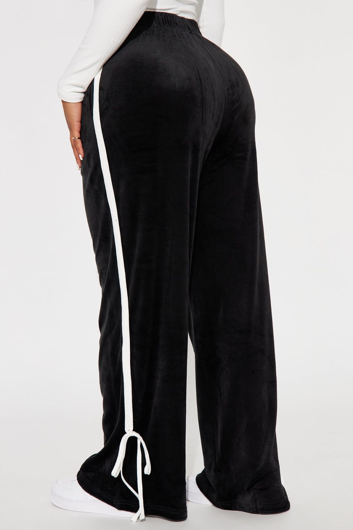 She's A Softie Velour Track Pant - Black/White