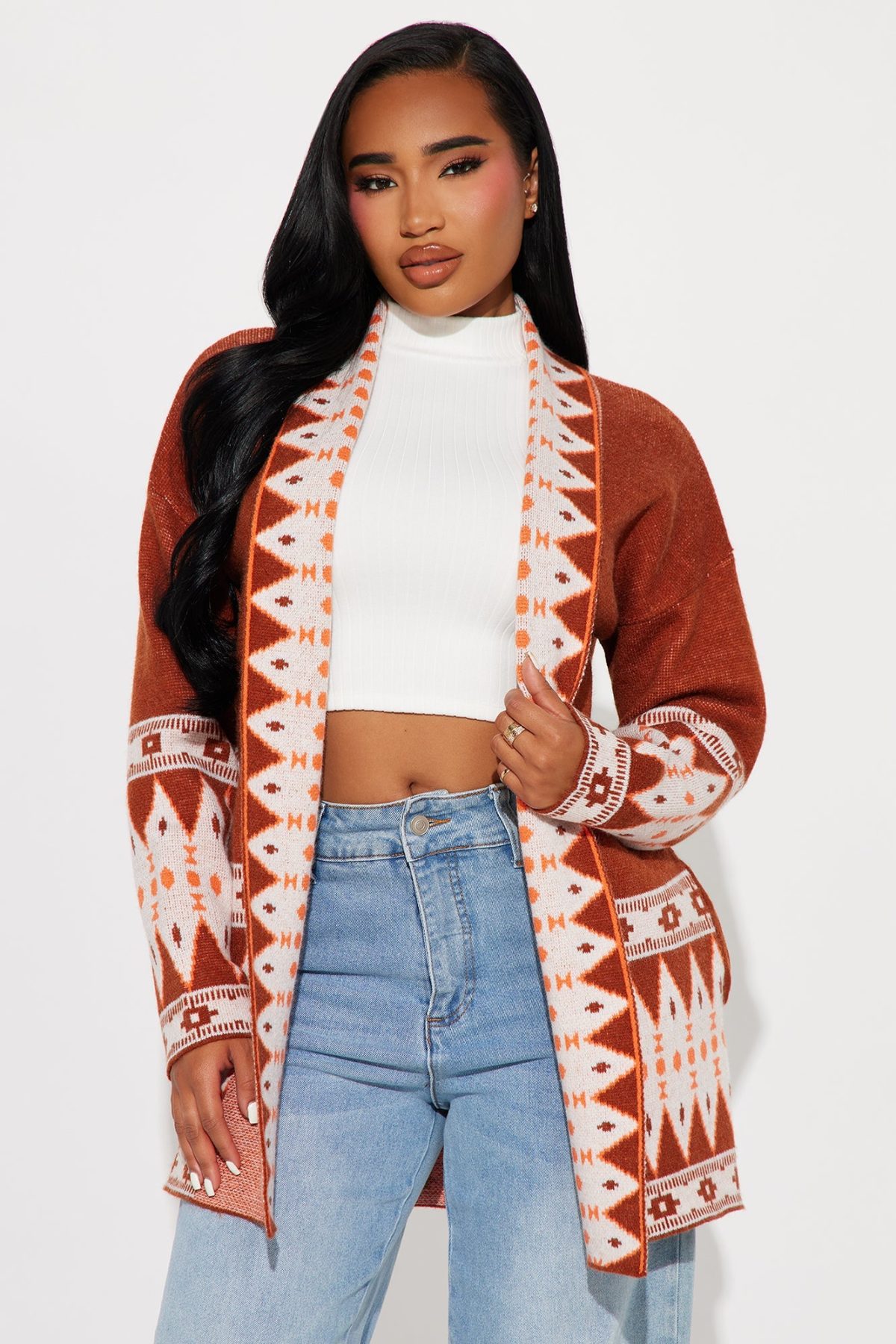 Nashville Bound Cardigan - Brown/combo