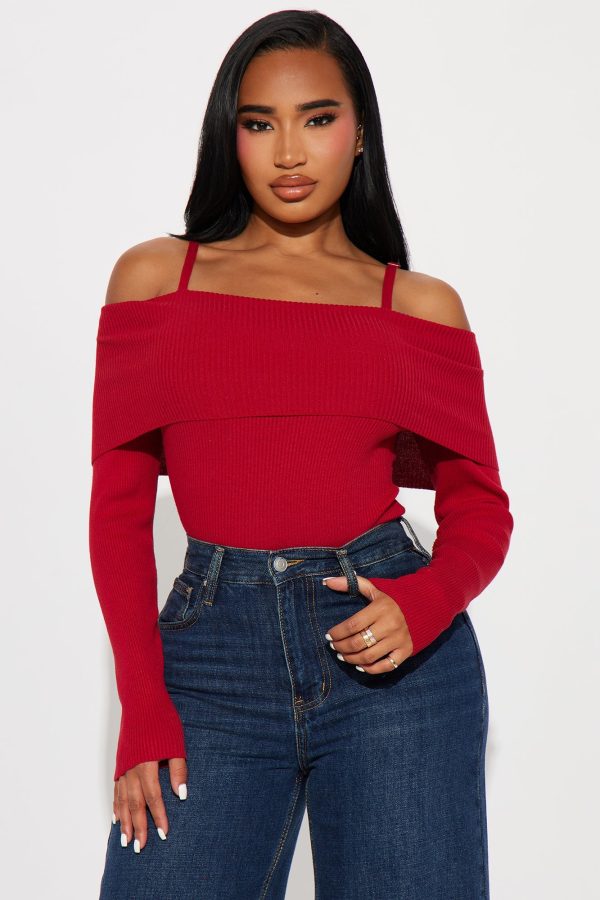 Morgan Off Shoulder Sweater - Red