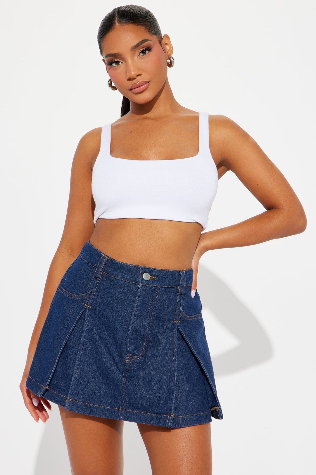 Nylah Denim Skort Set - Blue