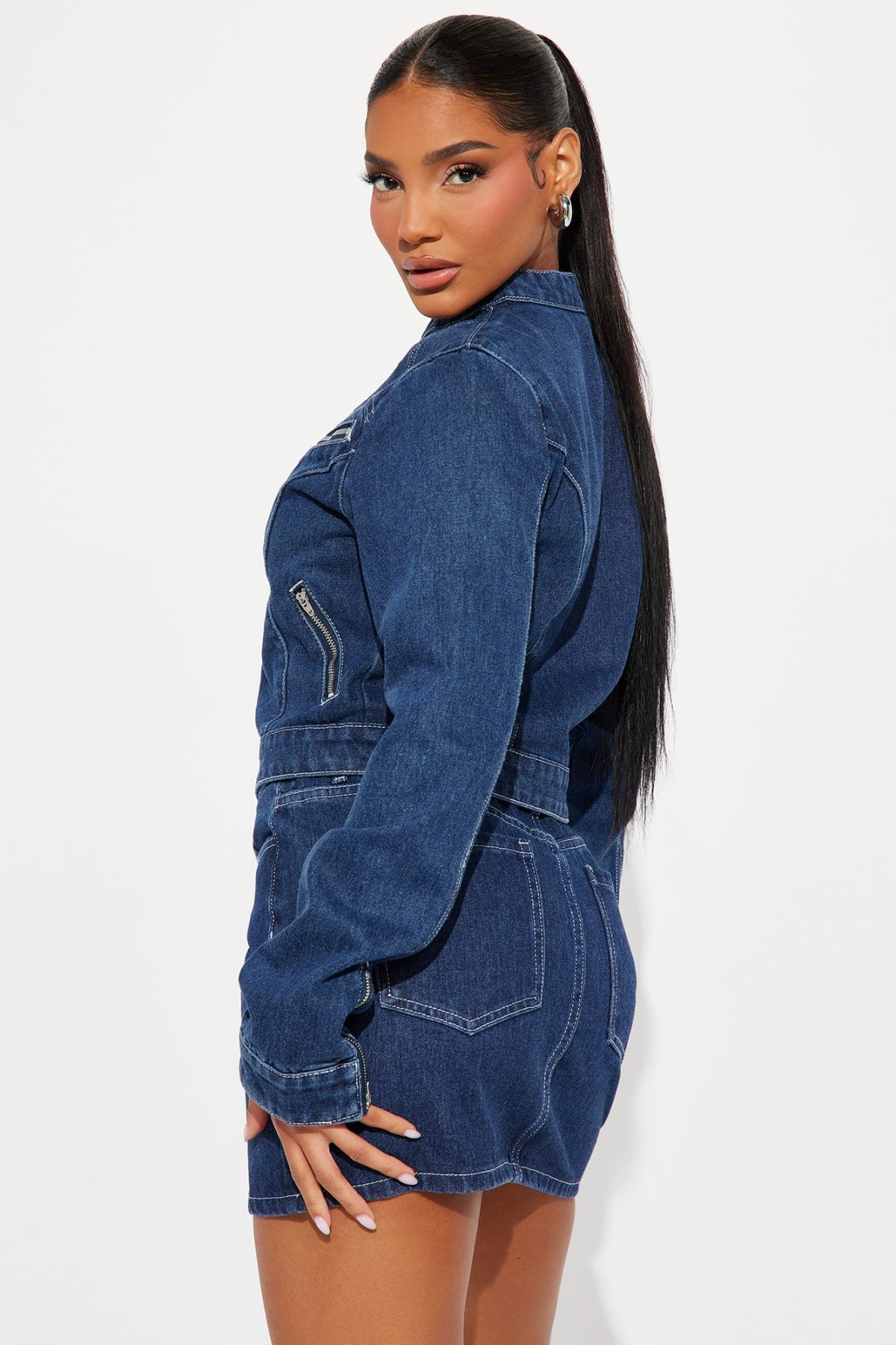 Not Basic Denim Skirt Set - Dark Wash