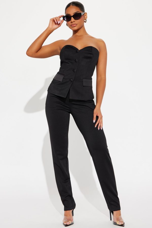 Cocktail Hour Skinny Leg Pant Set - Black