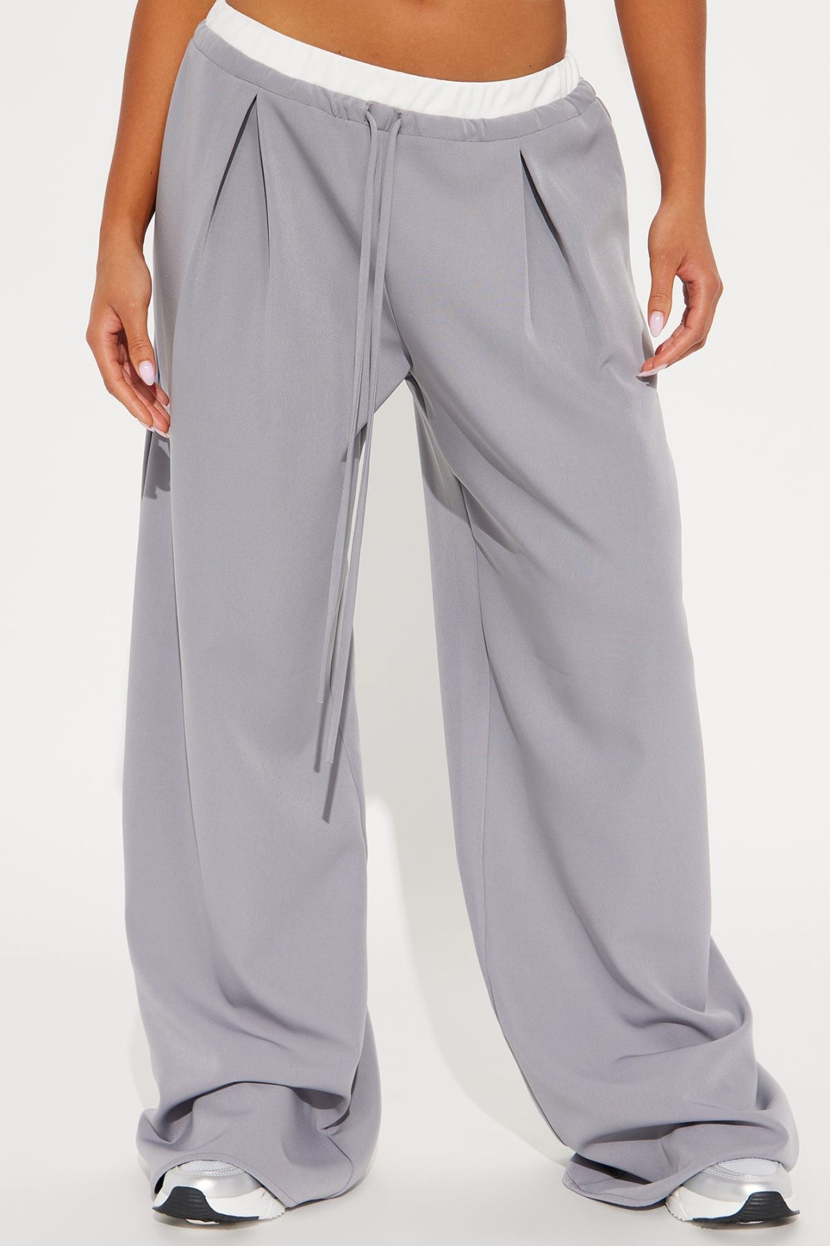 Take My Number Double Waistband Trouser - Grey