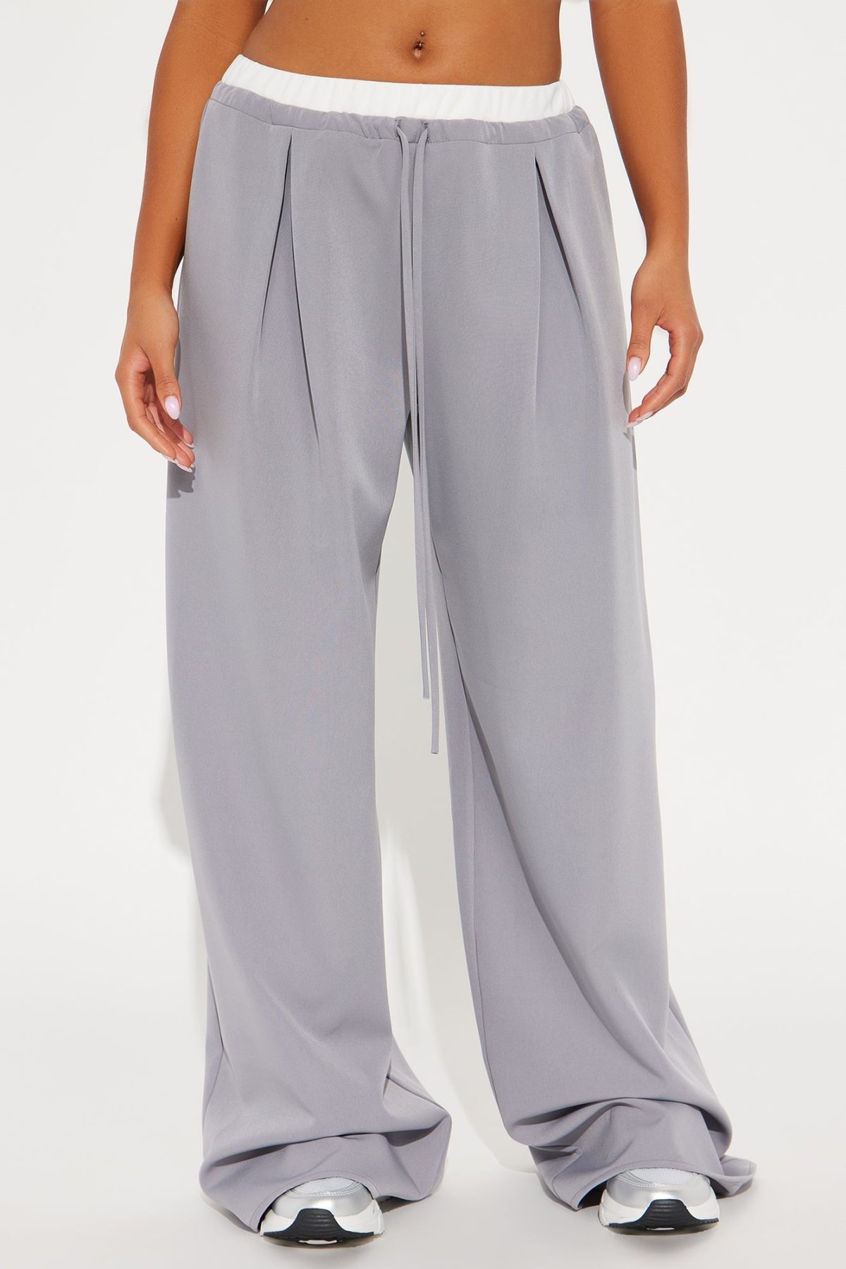 Take My Number Double Waistband Trouser - Grey