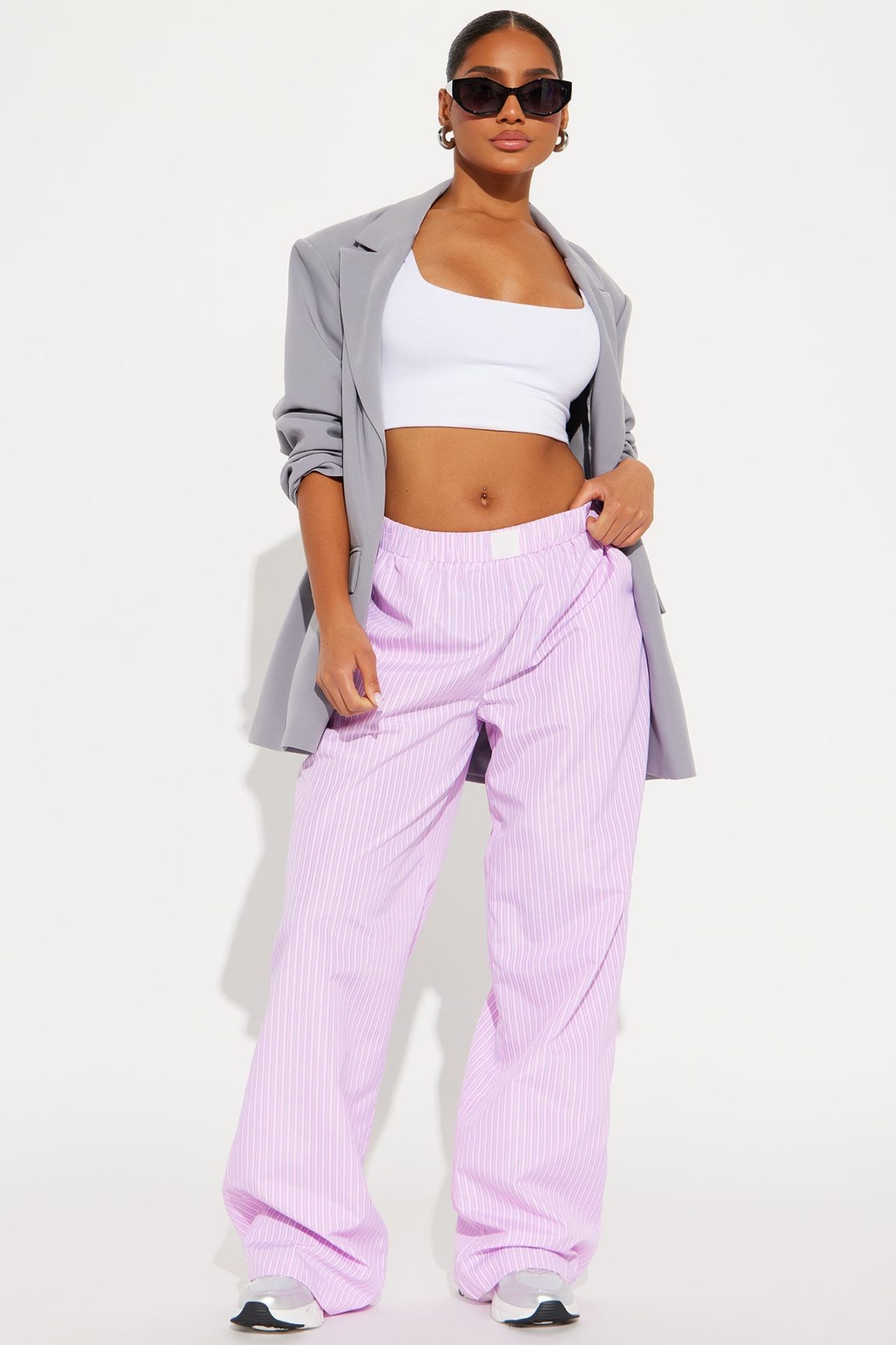 Keep Them Flowing Pinstripe Boxer Pant - Pink/combo