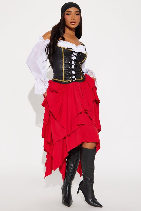 Ahoy Matey Pirate 2 Piece Costume Set - Red/combo