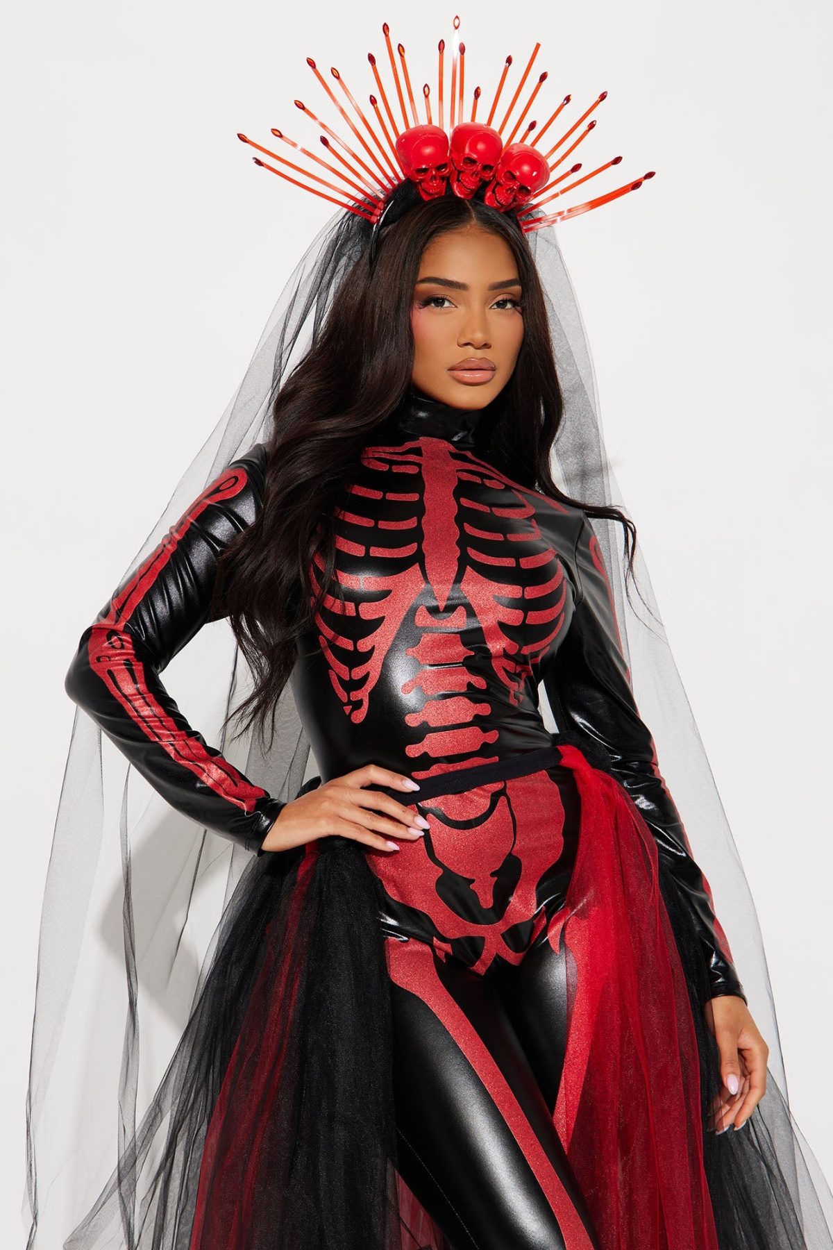 Queen Of Death 3 Piece Costume Set - Black/Red