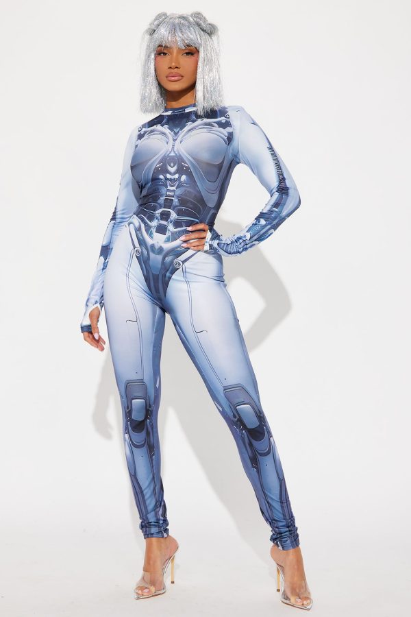 Next Level Cyber Print Jumpsuit Costume - Blue/combo