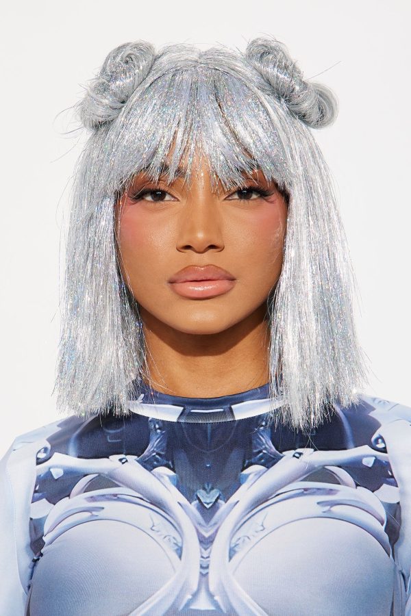 Spaced Out Buns Costume Wig - Silver