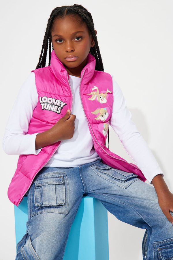 Mini Looney Tunes Puffer Vest - Pink