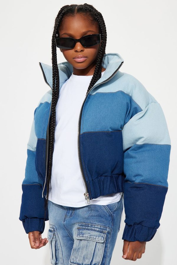 Mini Stay In Your Lane Puffer Jacket - Blue/combo