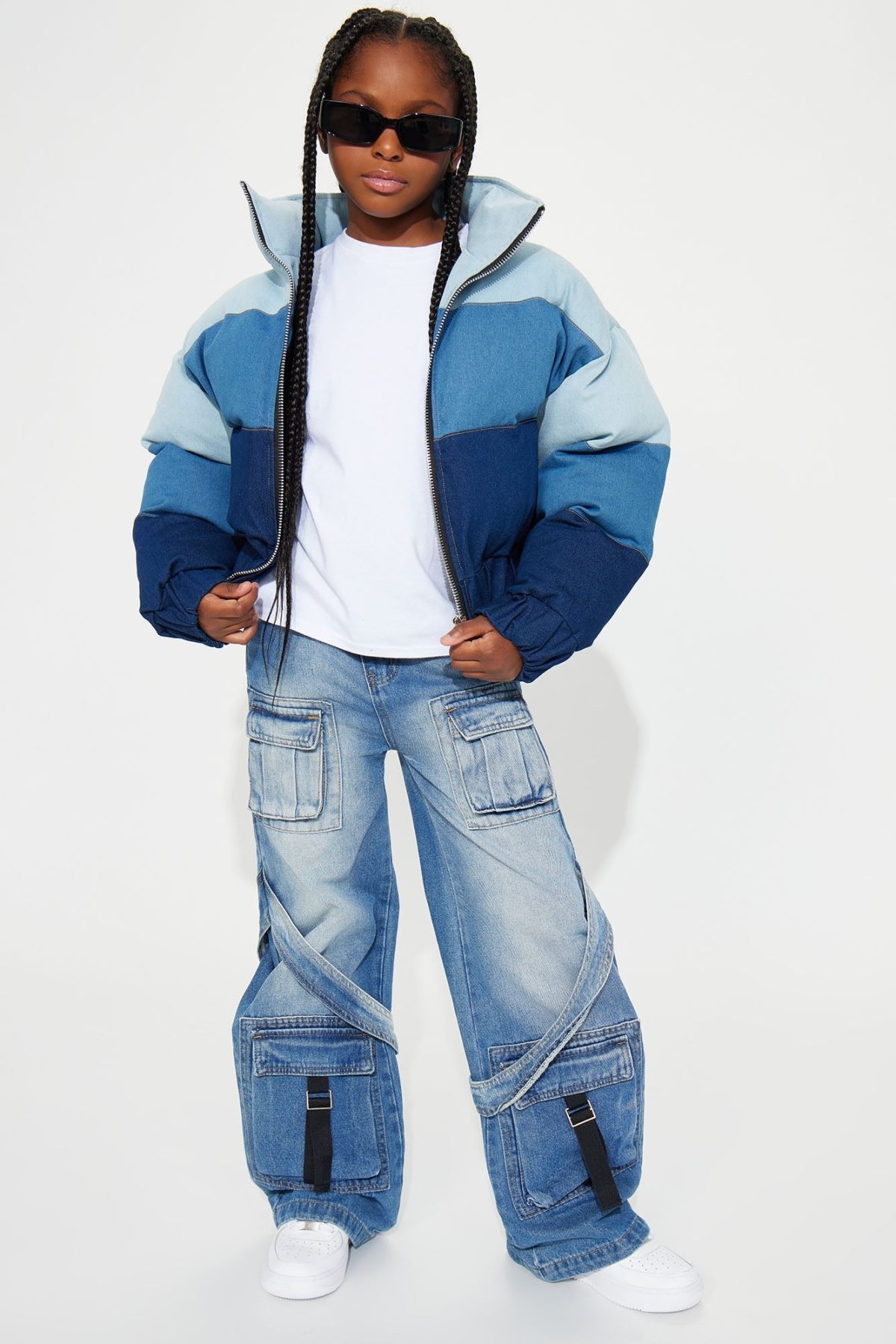 Mini Stay In Your Lane Puffer Jacket - Blue/combo