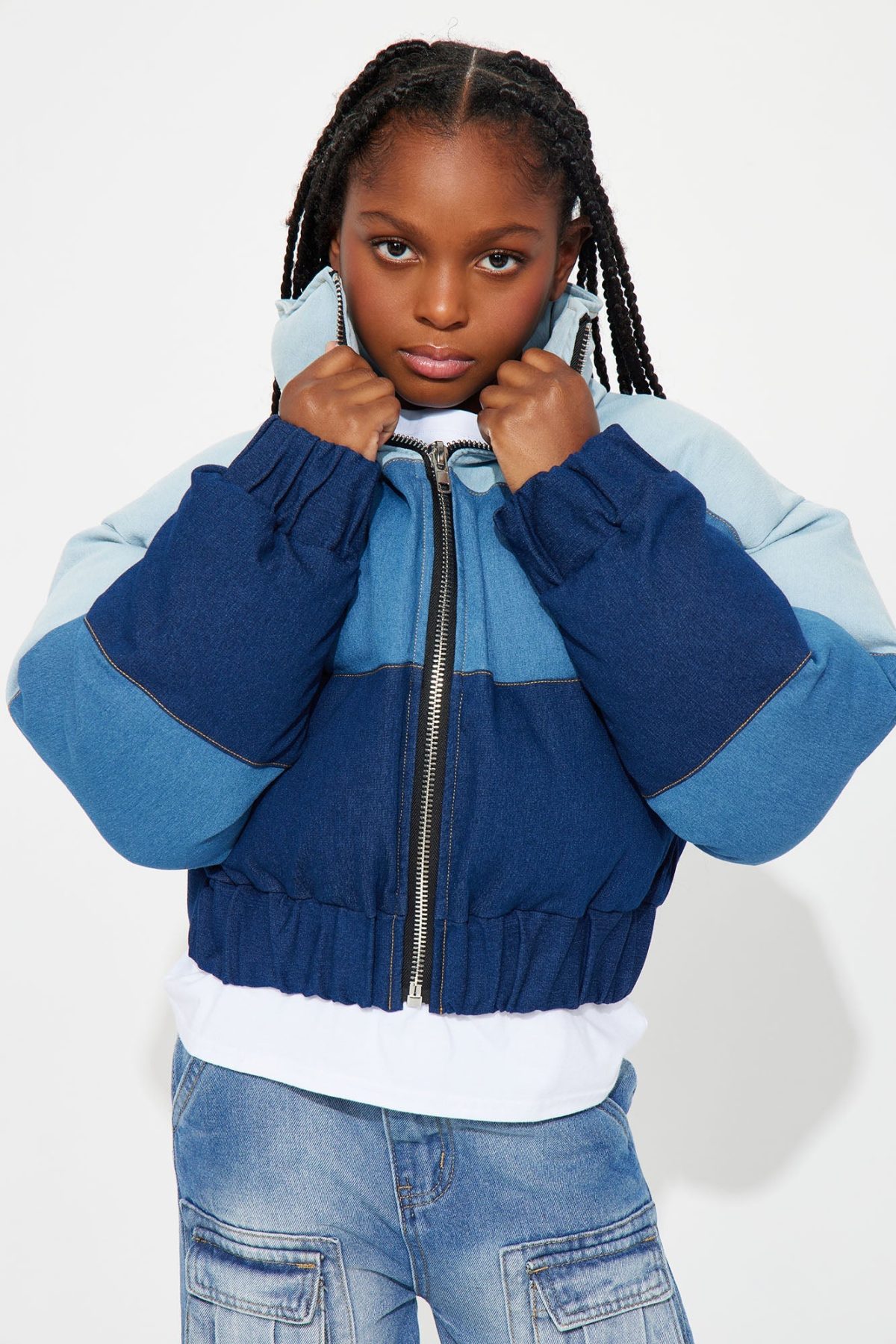 Mini Stay In Your Lane Puffer Jacket - Blue/combo