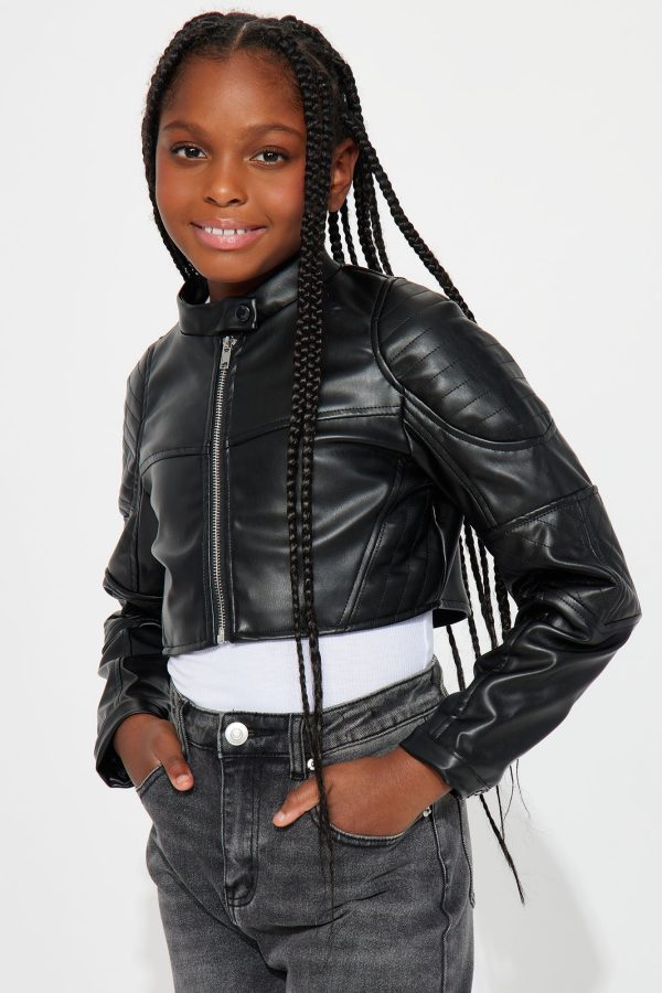 Mini Biker Club Faux Leather Jacket - Black