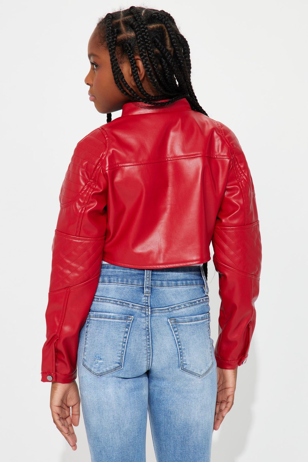 Mini Biker Club Faux Leather Jacket - Red