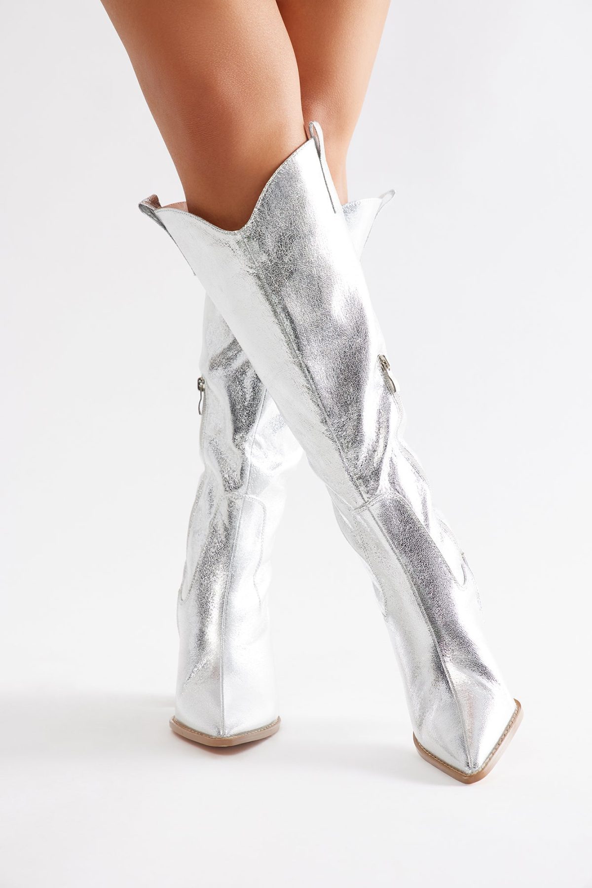 Kentucky Derby Cowboy Boots - Silver