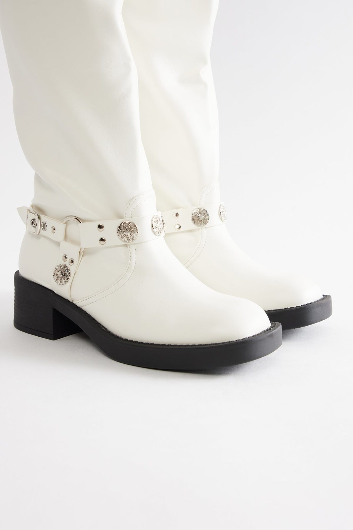 Marrakech Buckle Knee High Boots - White