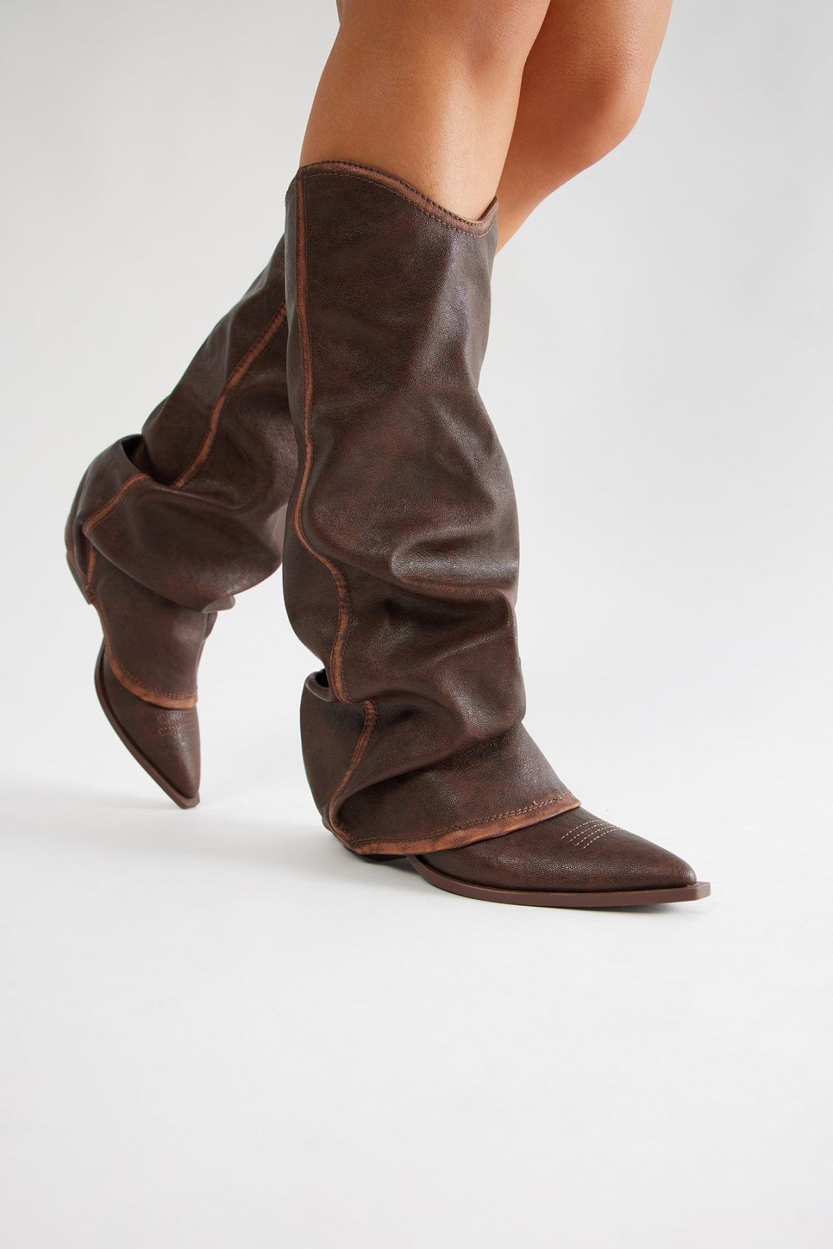 Mason Overlay Boots - Brown