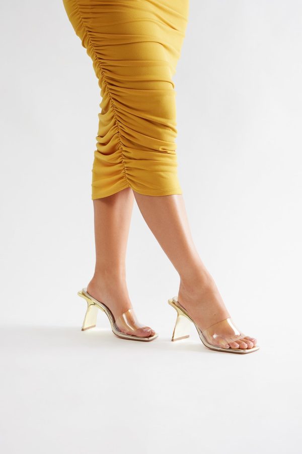 Amina Heeled Mules - Gold