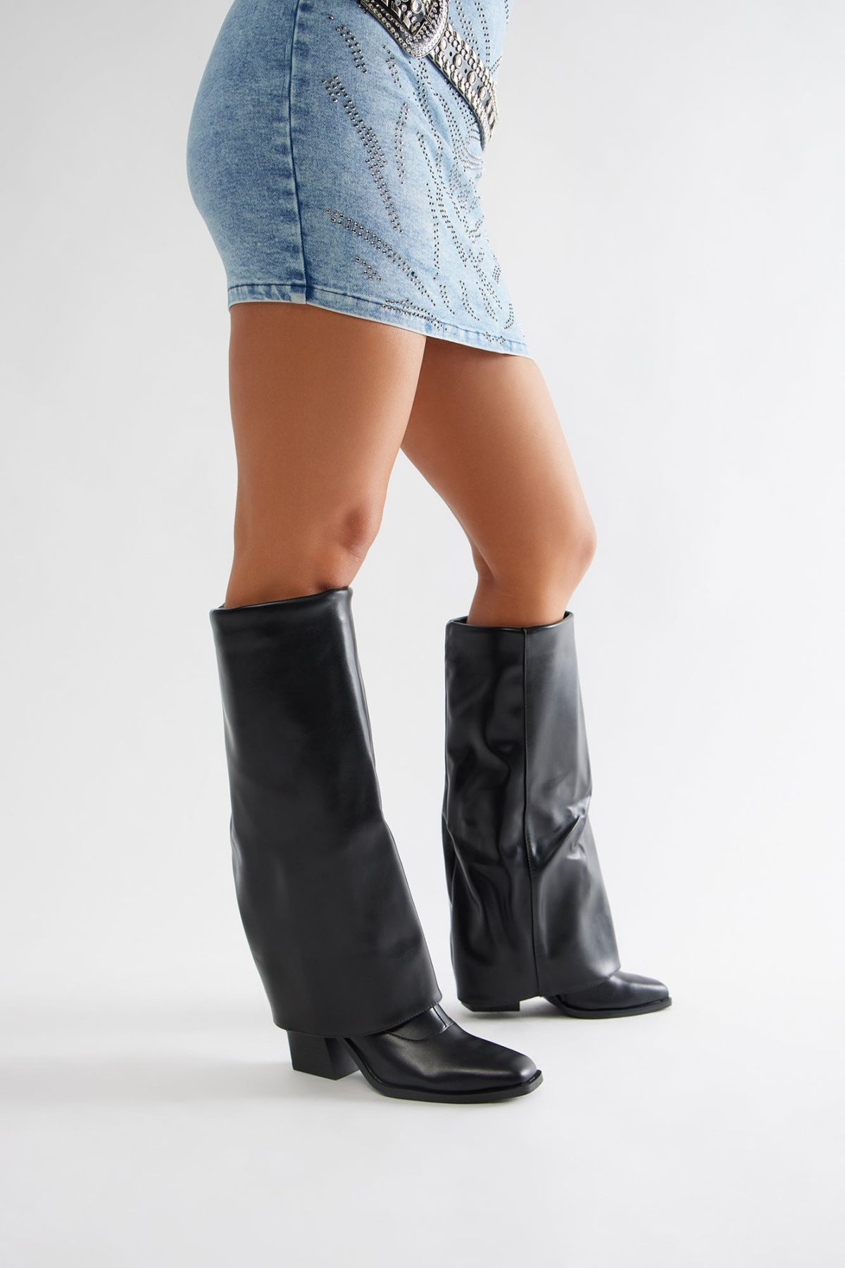 Breaking Through Knee High Boots - Black