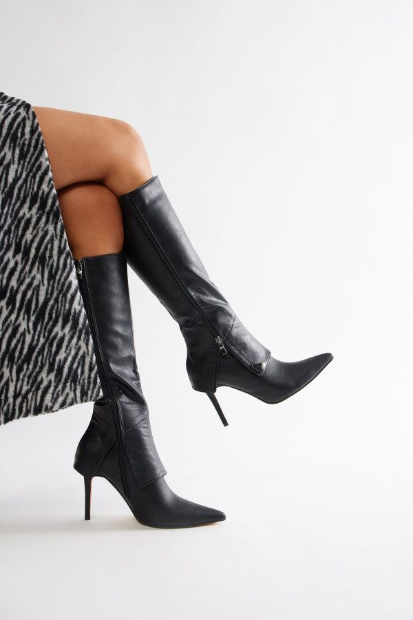 Channing Zipper Knee High Boots - Black