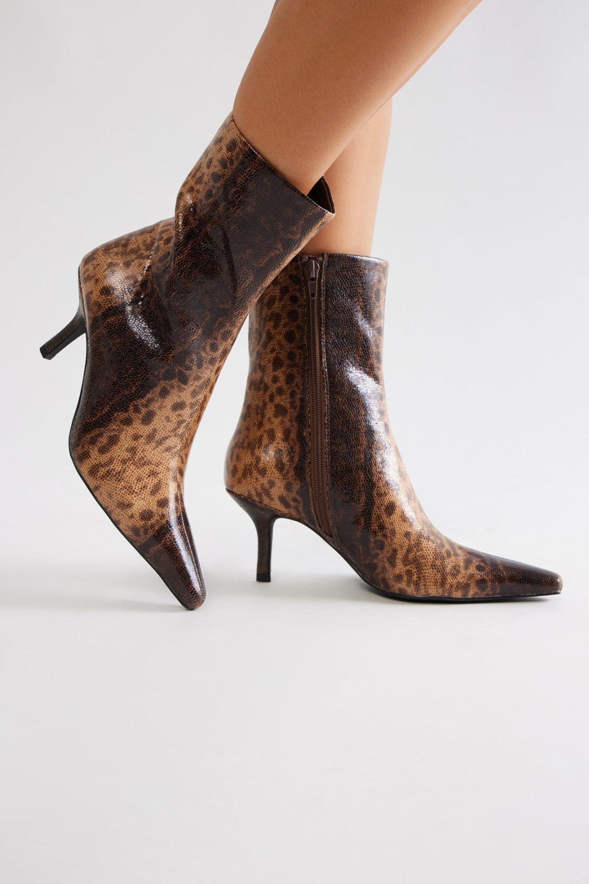 Meg Heeled Booties - Brown/combo