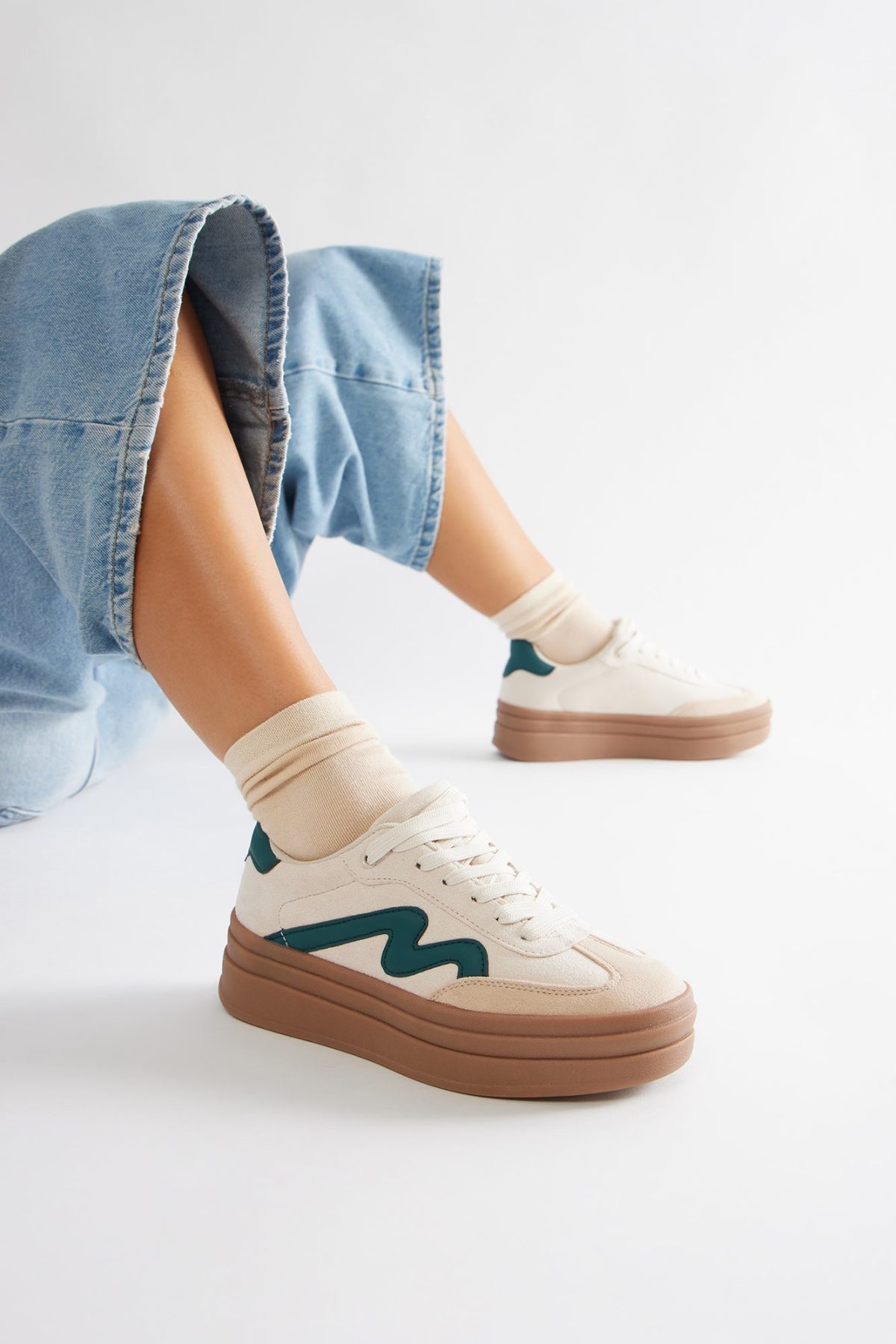 Drew Platform Sneakers - Cream/combo