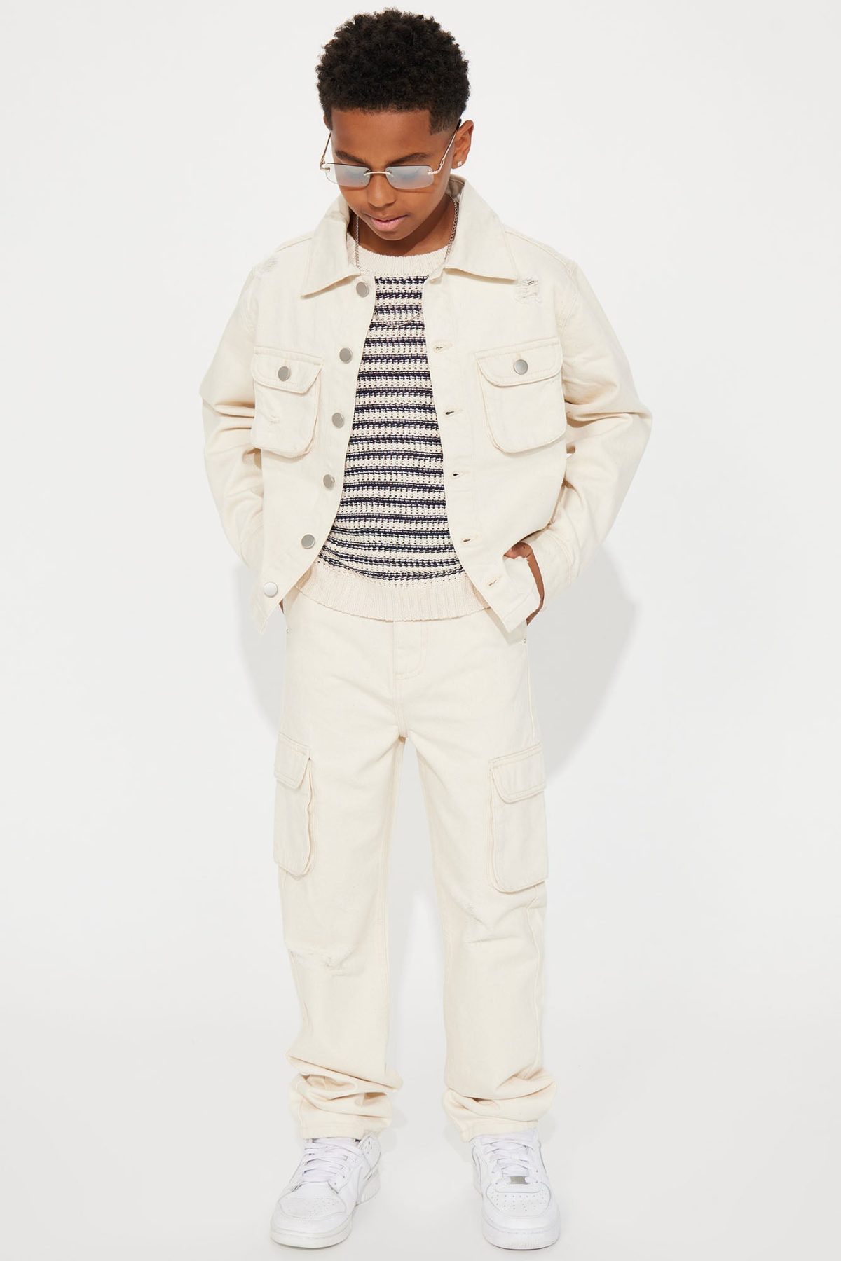 Mini Benson Distressed Work Jacket - Cream