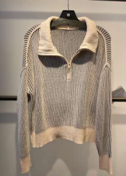 Fall Back Quarter Zipper Sweater - Taupe/combo